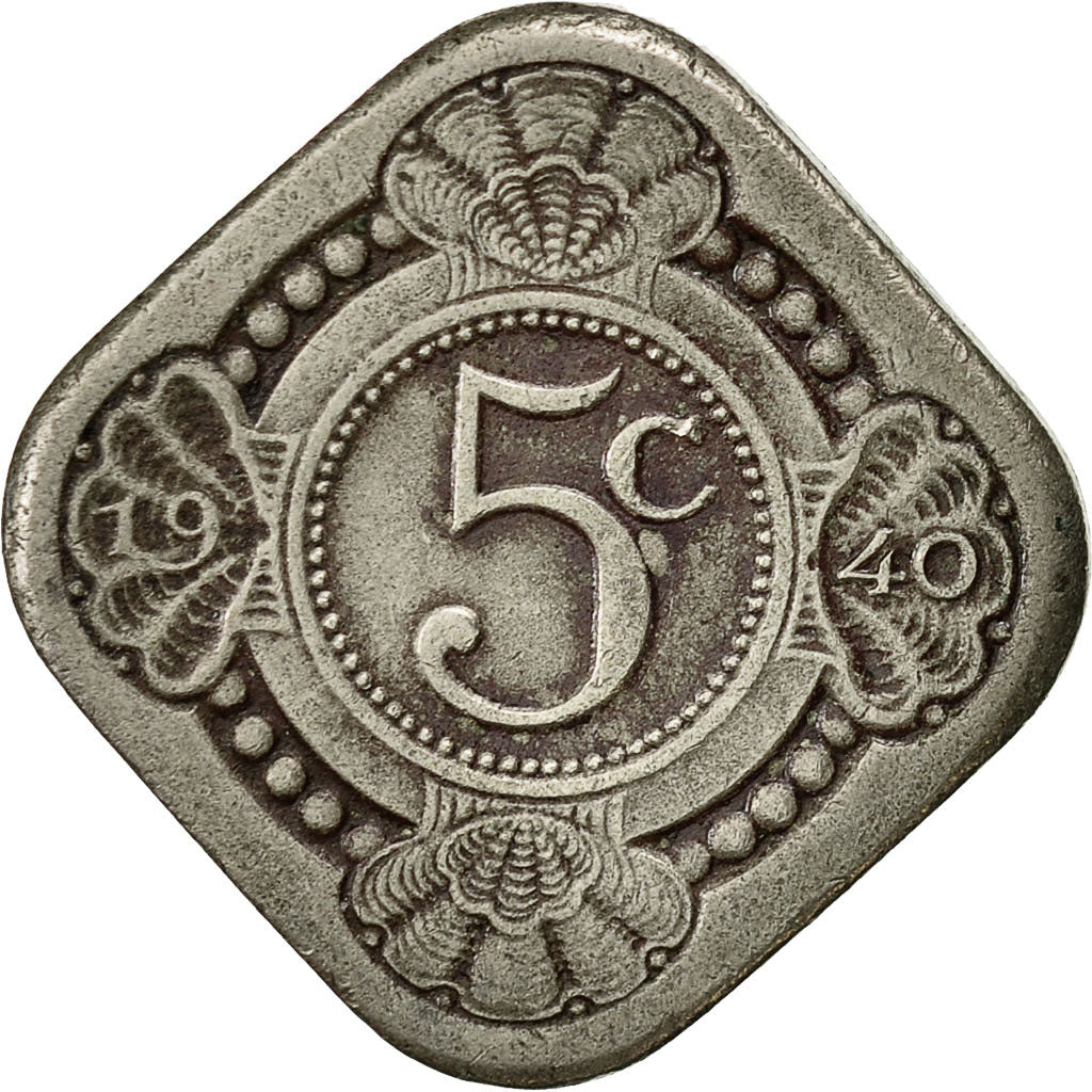Netherlands, Wilhelmina I, 5 Cents, 1940, EF(40-45), Copper-nickel, KM:153