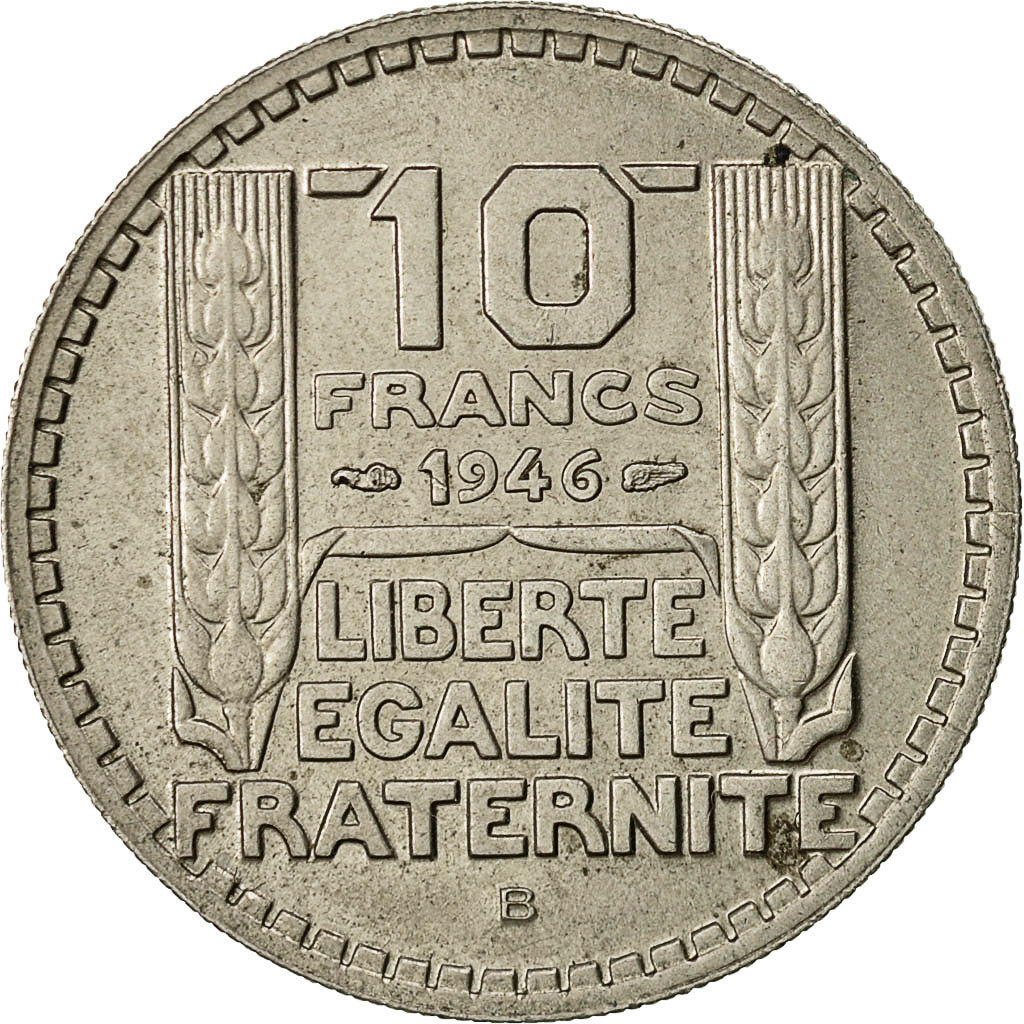 Moneda, Francia, Turin, 10 Francs, 1946, Paris, MBC+, Cobre - níquel, KM:908.1