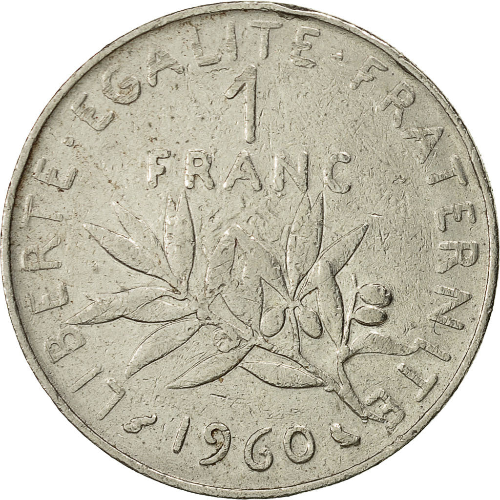 Moneda, Francia, Semeuse, Franc, 1960, Paris, BC+, Níquel, KM:925.1