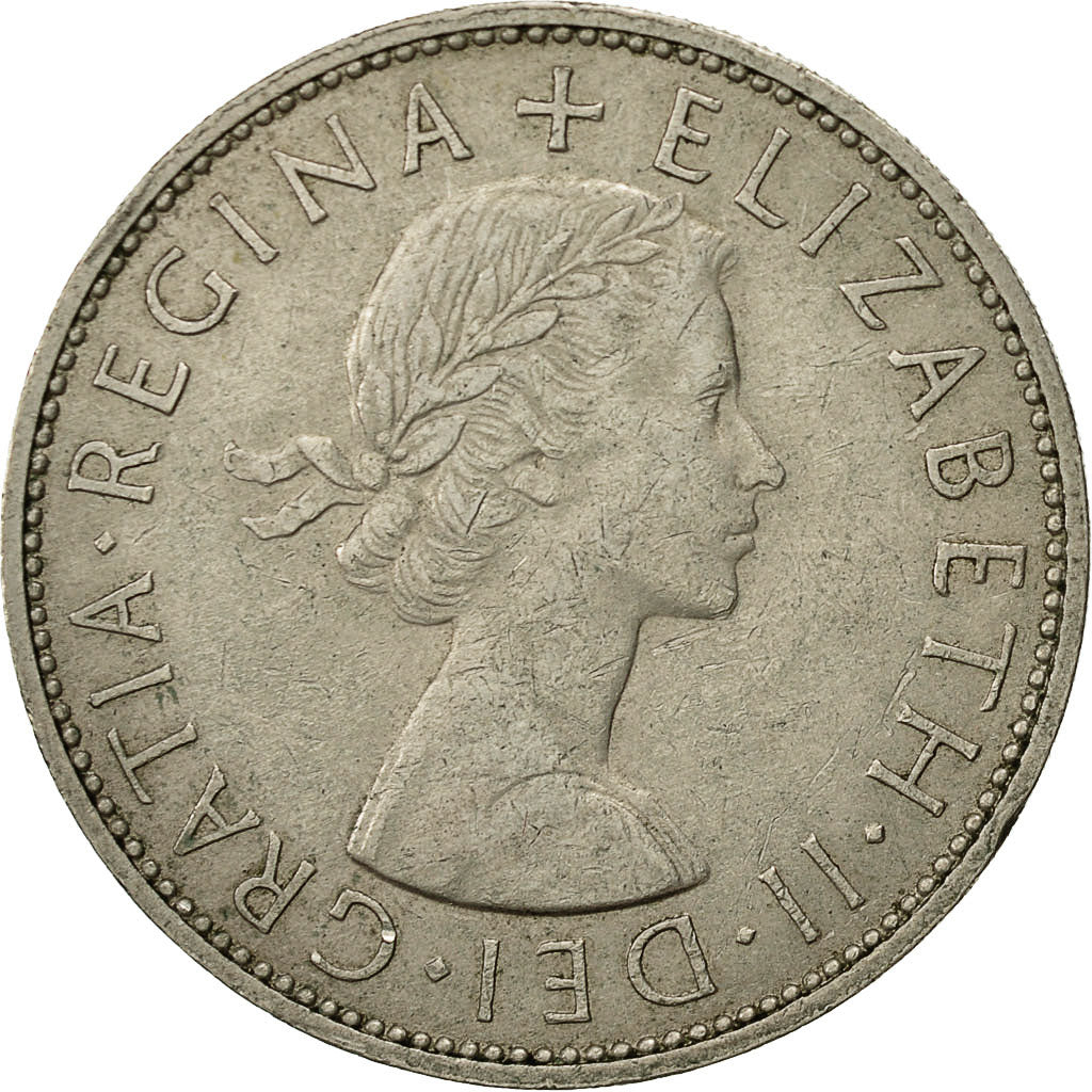 Coin, Great Britain, Elizabeth II, 1/2 Crown, 1967, VF(30-35), Copper-nickel