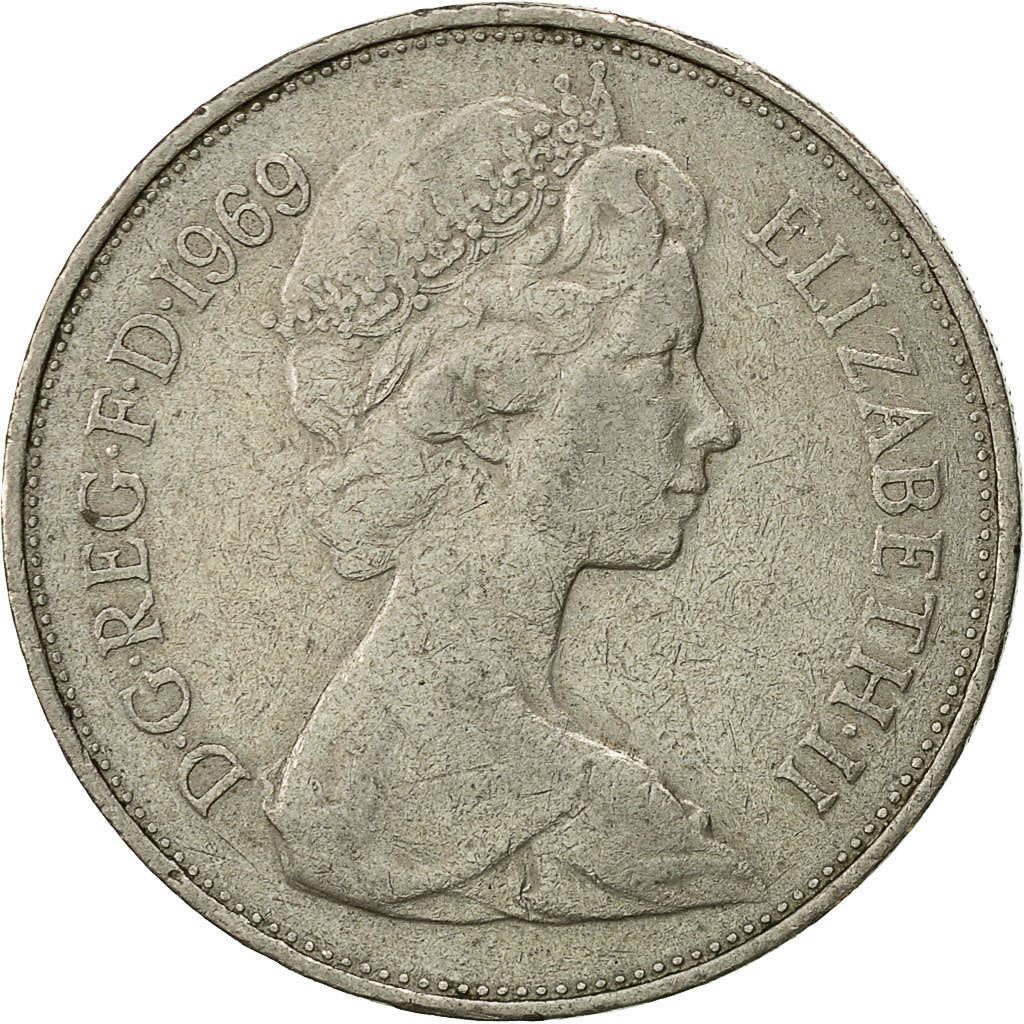 Coin, Great Britain, Elizabeth II, 10 New Pence, 1969, EF(40-45), Copper-nickel