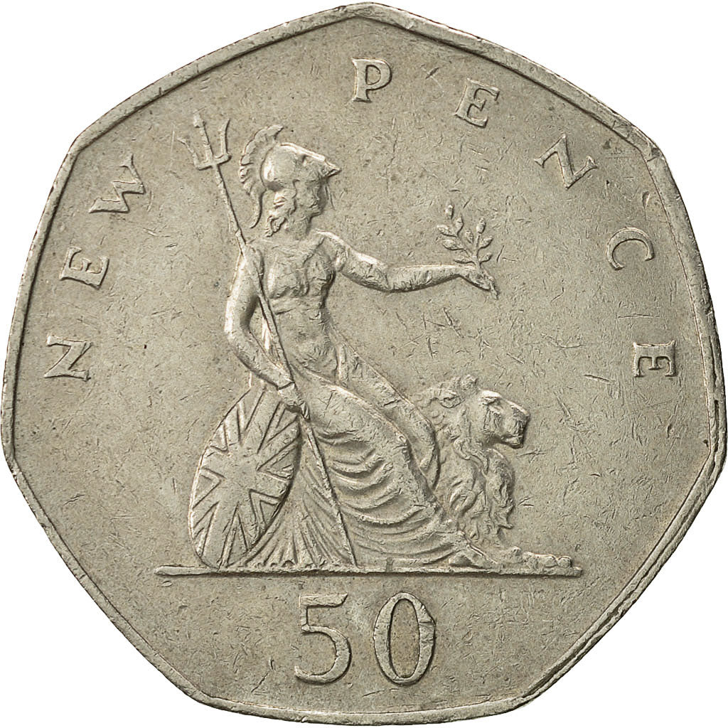 Coin, Great Britain, Elizabeth II, 50 New Pence, 1980, EF(40-45), Copper-nickel