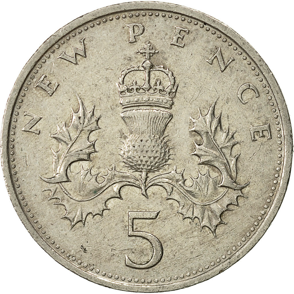 Coin, Great Britain, Elizabeth II, 5 New Pence, 1979, AU(50-53), Copper-nickel