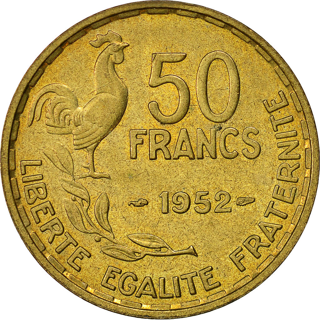 Coin, France, Guiraud, 50 Francs, 1952, Paris, EF(40-45), Aluminum-Bronze