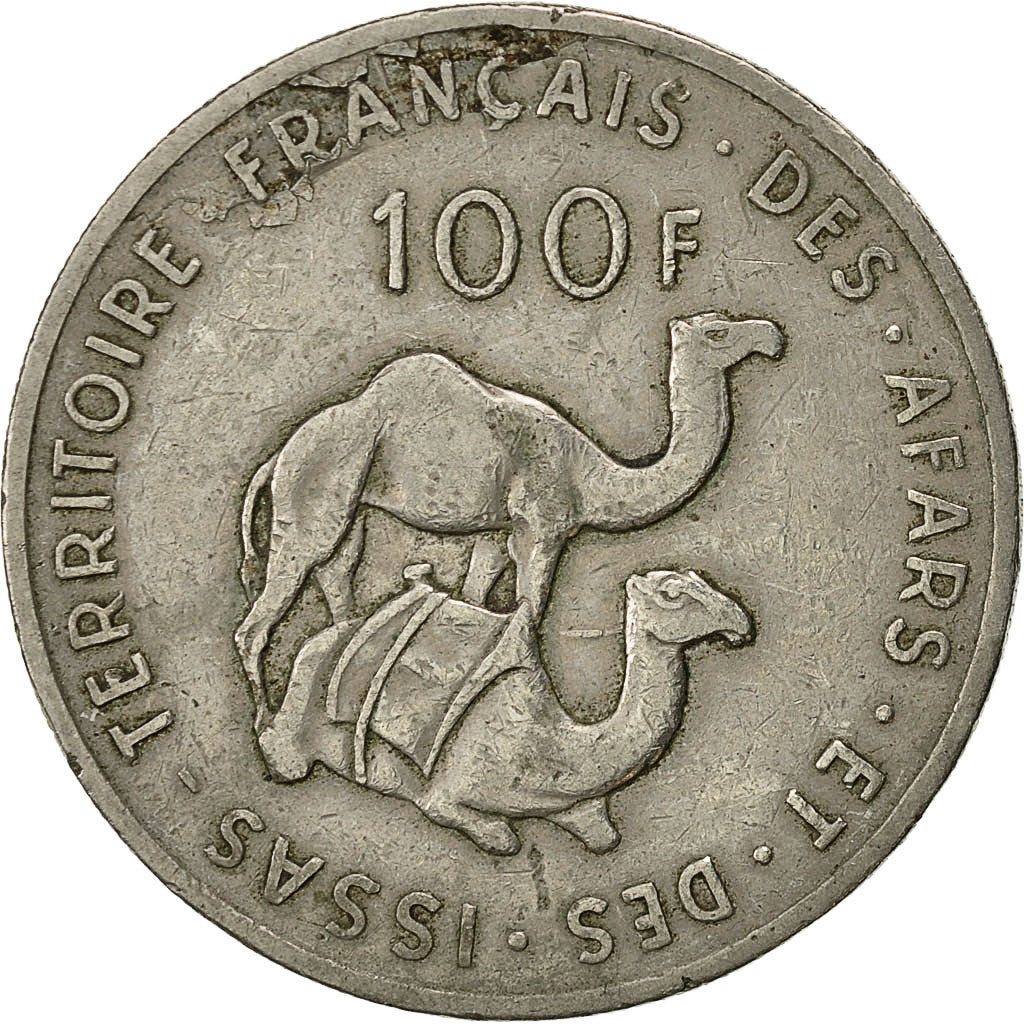 FRENCH AFARS & ISSAS, 100 Francs, 1970, Paris, EF(40-45), Copper-nickel, KM:19