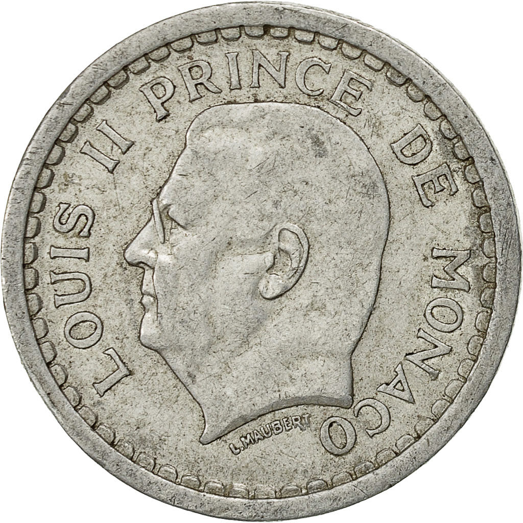 Coin, Monaco, Louis II, Franc, Undated (1943), Poissy, VF(30-35), Aluminum