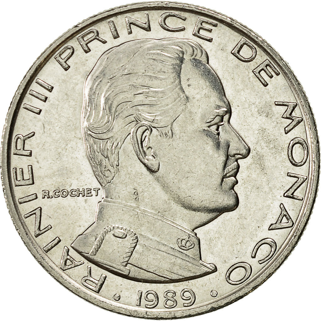Monaco, Rainier III, Franc, 1989, AU(55-58), Nickel, KM:140