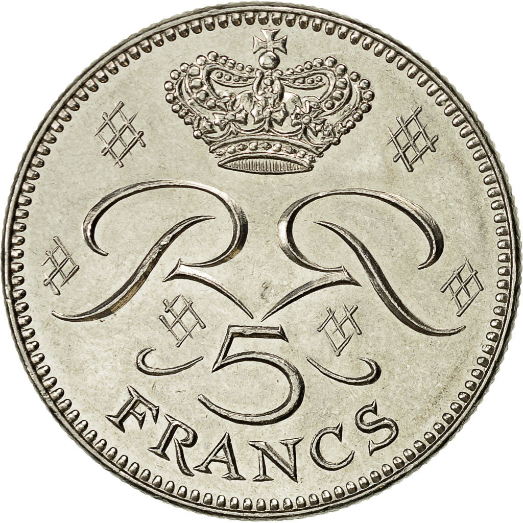 Coin, Monaco, Rainier III, 5 Francs, 1989, AU(55-58), Copper-nickel, KM:150