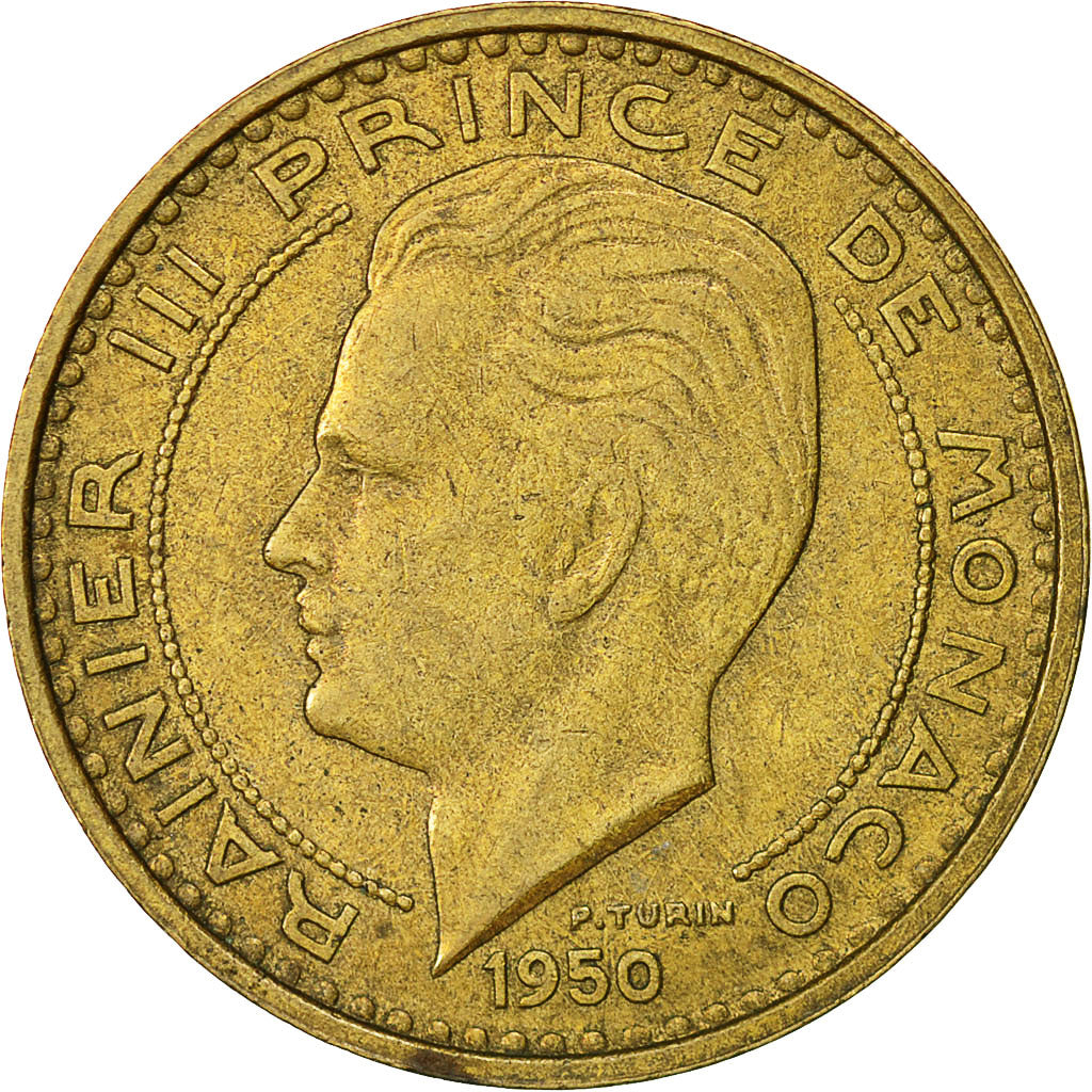 Coin, Monaco, Rainier III, 50 Francs, Cinquante, 1950, EF(40-45)