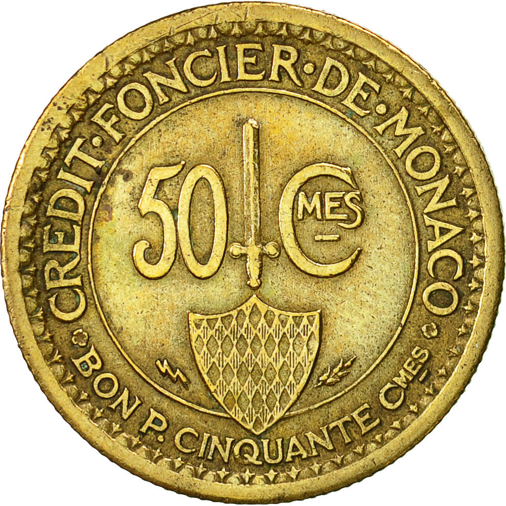Coin, Monaco, Louis II, 50 Centimes, 1926, Poissy, AU(50-53), Aluminum-Bronze