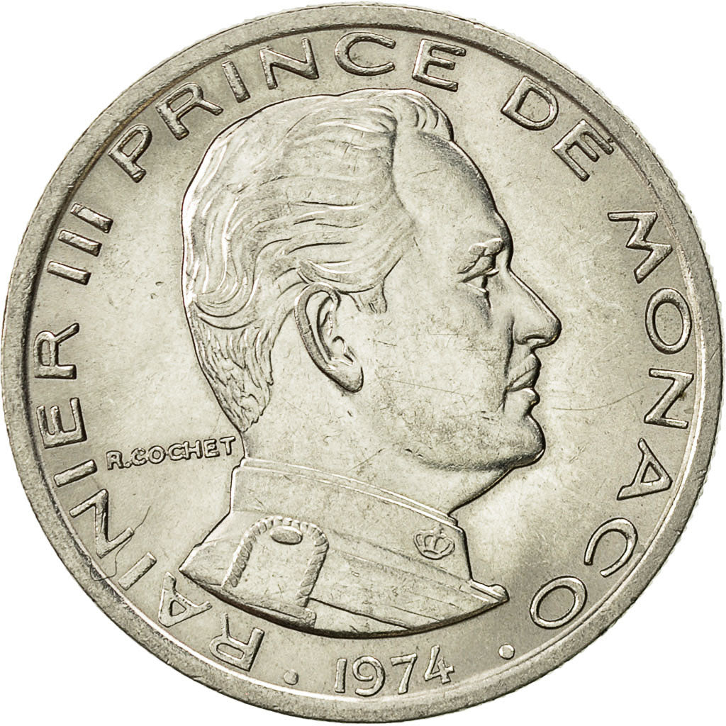 Coin, Monaco, Rainier III, Franc, 1974, AU(55-58), Nickel, KM:140, Gadoury:MC150