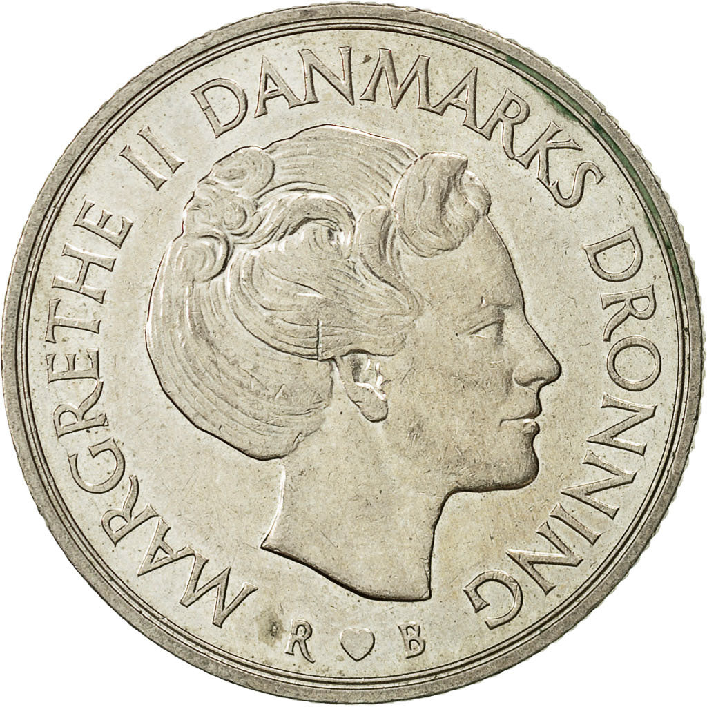 Coin, Denmark, Margrethe II, Krone, 1985, Copenhagen, EF(40-45), Copper-nickel