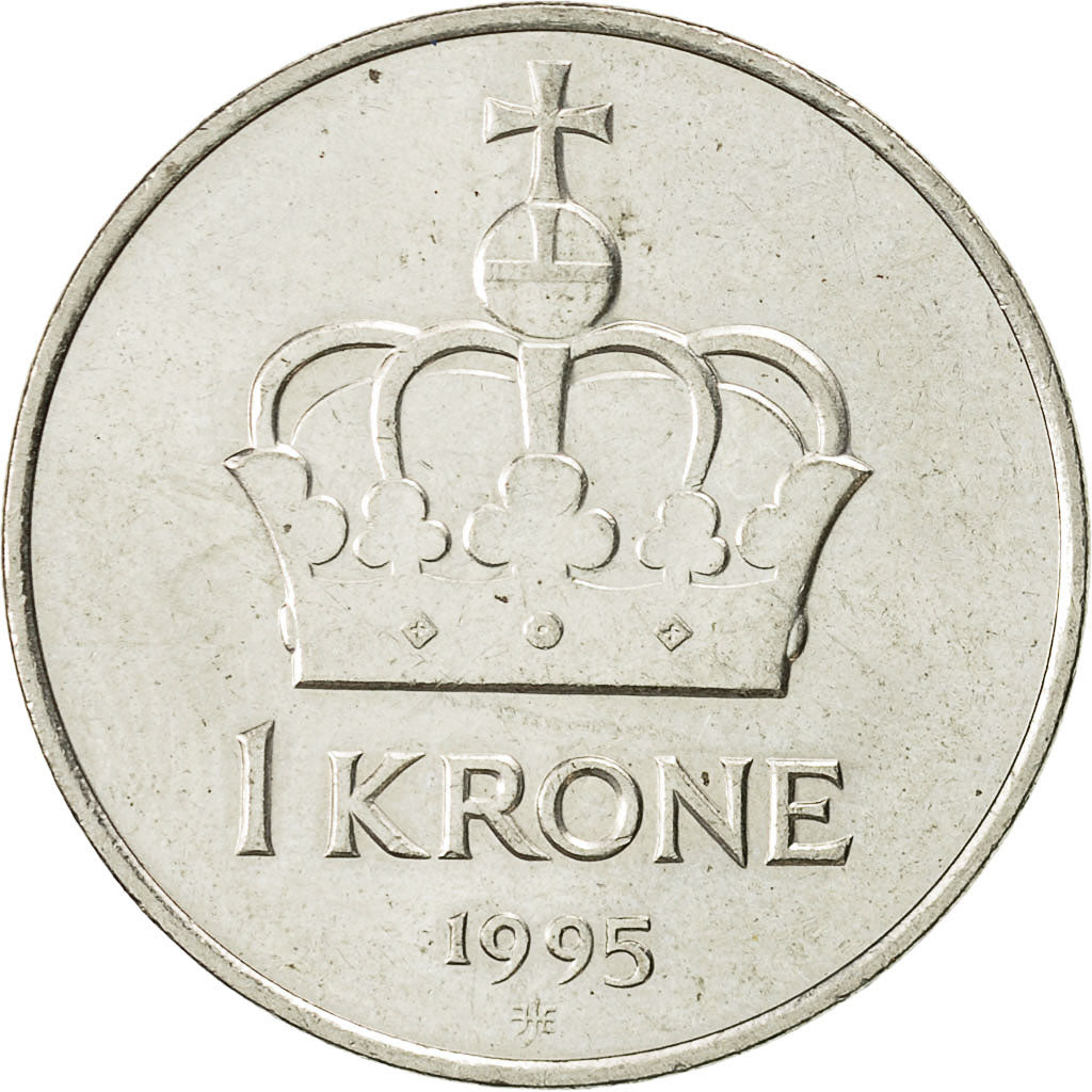 Coin, Norway, Harald V, Krone, 1995, Copenhagen, EF(40-45), Copper-nickel