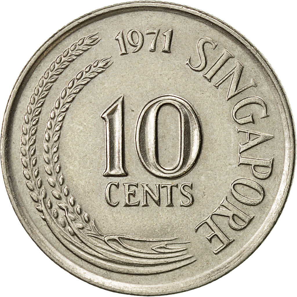 Moneda, Singapur, 10 Cents, 1971, Singapore Mint, MBC+, Cobre - níquel, KM:3