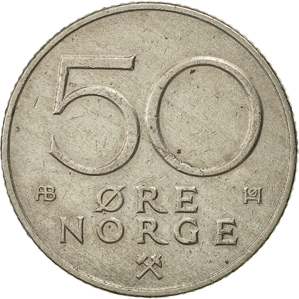 Moneda, Noruega, Olav V, 50 Öre, 1980, MBC, Cobre - níquel, KM:418