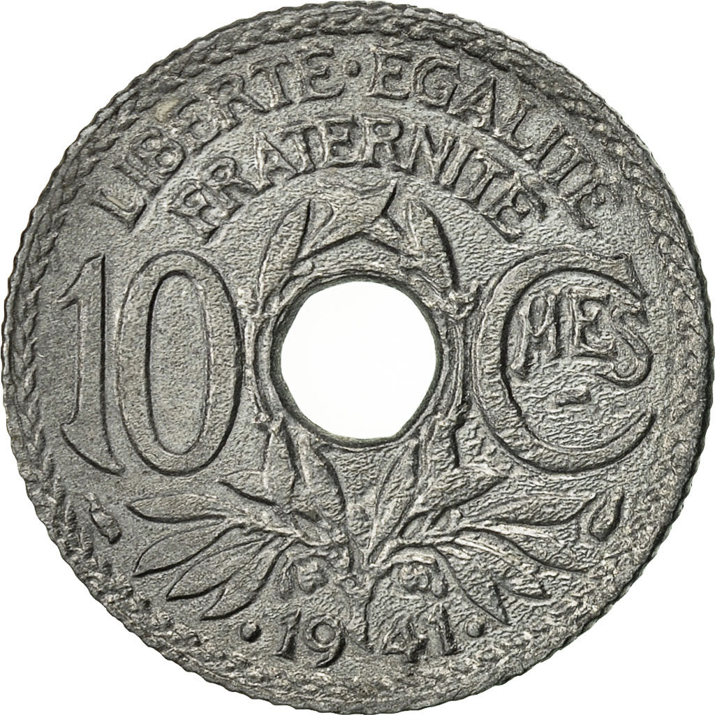France, 10 Centimes, 1941, Paris, EF(40-45), Zinc, KM:897