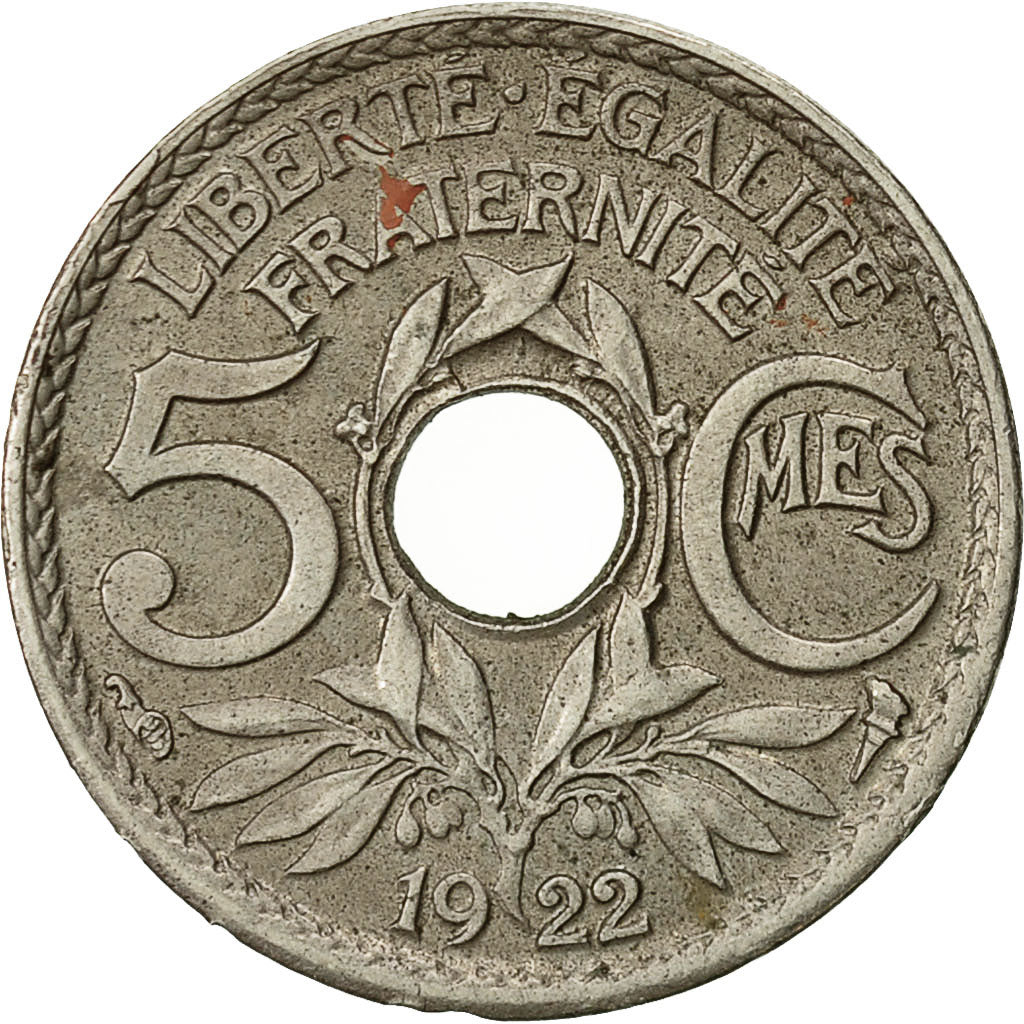 Munten, Frankrijk, Lindauer, 5 Centimes, 1922, Paris, ZF, Copper-nickel, KM:875
