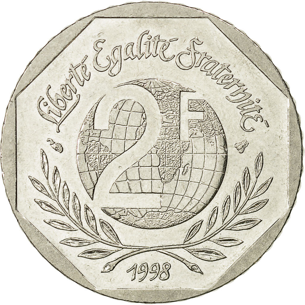 Coin, France, René Cassin, 2 Francs, 1998, Paris, AU(50-53), Nickel, KM:1213