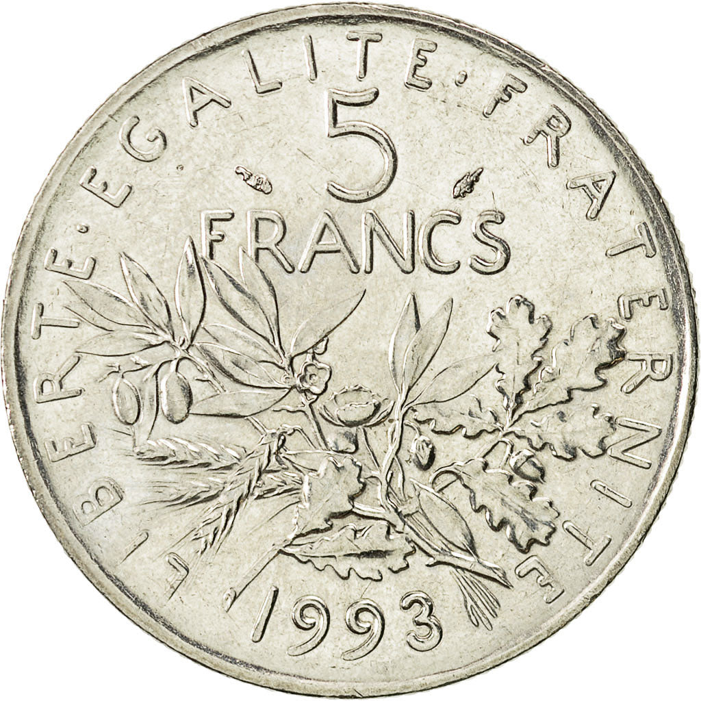 Coin, France, Semeuse, 5 Francs, 1993, Paris, AU(55-58), Nickel Clad