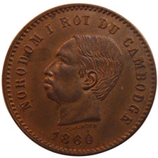 Cambodia, 5 Centimes, 1860, AU(55-58), Copper, 5.00
