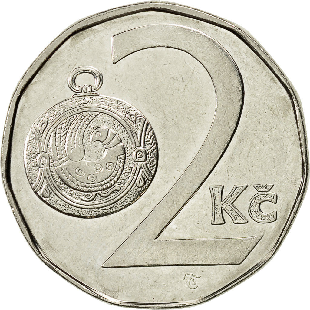 Münze, Tschechische Republik, 2 Koruny, 1993, SS+, Nickel plated steel, KM:9