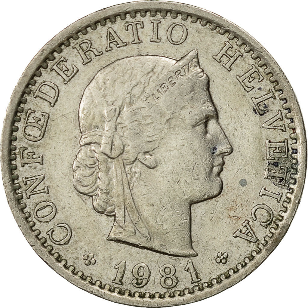 Coin, Switzerland, 20 Rappen, 1981, Bern, EF(40-45), Copper-nickel, KM:29a