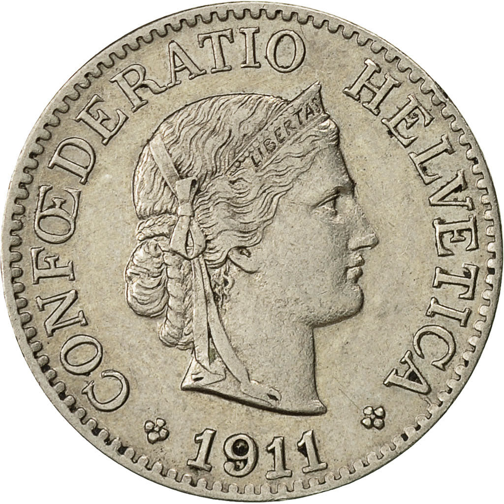Coin, Switzerland, 10 Rappen, 1911, Bern, AU(50-53), Copper-nickel, KM:27