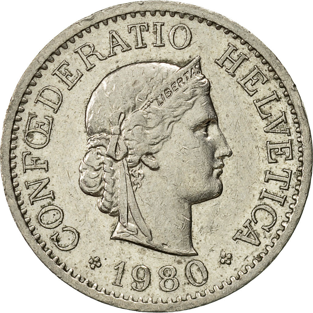 Coin, Switzerland, 10 Rappen, 1980, Bern, AU(50-53), Copper-nickel, KM:27