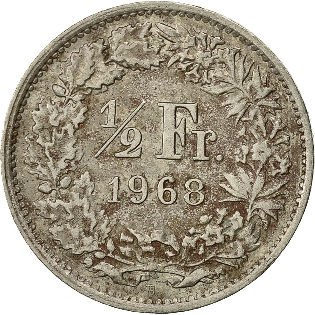 Munten, Zwitserland, 1/2 Franc, 1968, Bern, FR+, Copper-nickel, KM:23a.1