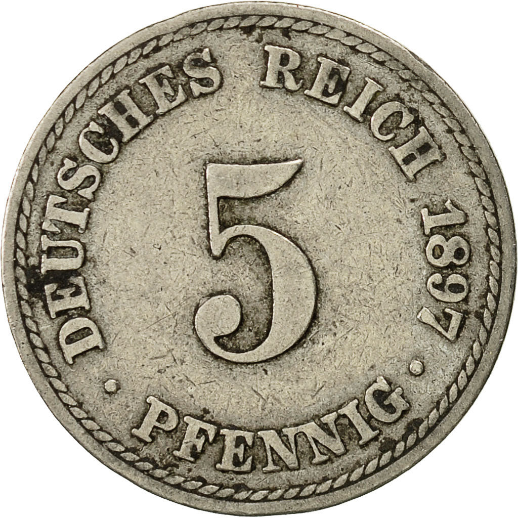 Coin, GERMANY - EMPIRE, Wilhelm II, 5 Pfennig, 1897, Berlin, EF(40-45)