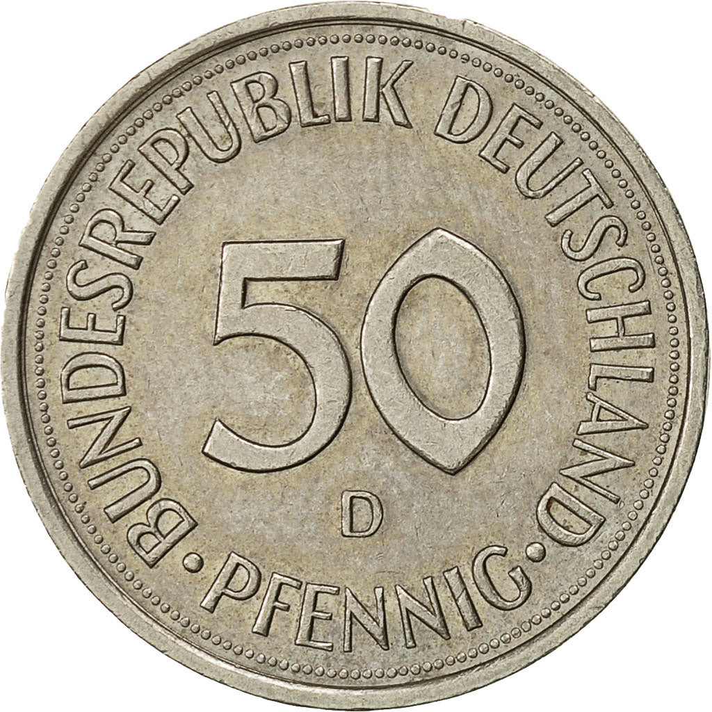 Coin, GERMANY - FEDERAL REPUBLIC, 50 Pfennig, 1989, Munich, EF(40-45)