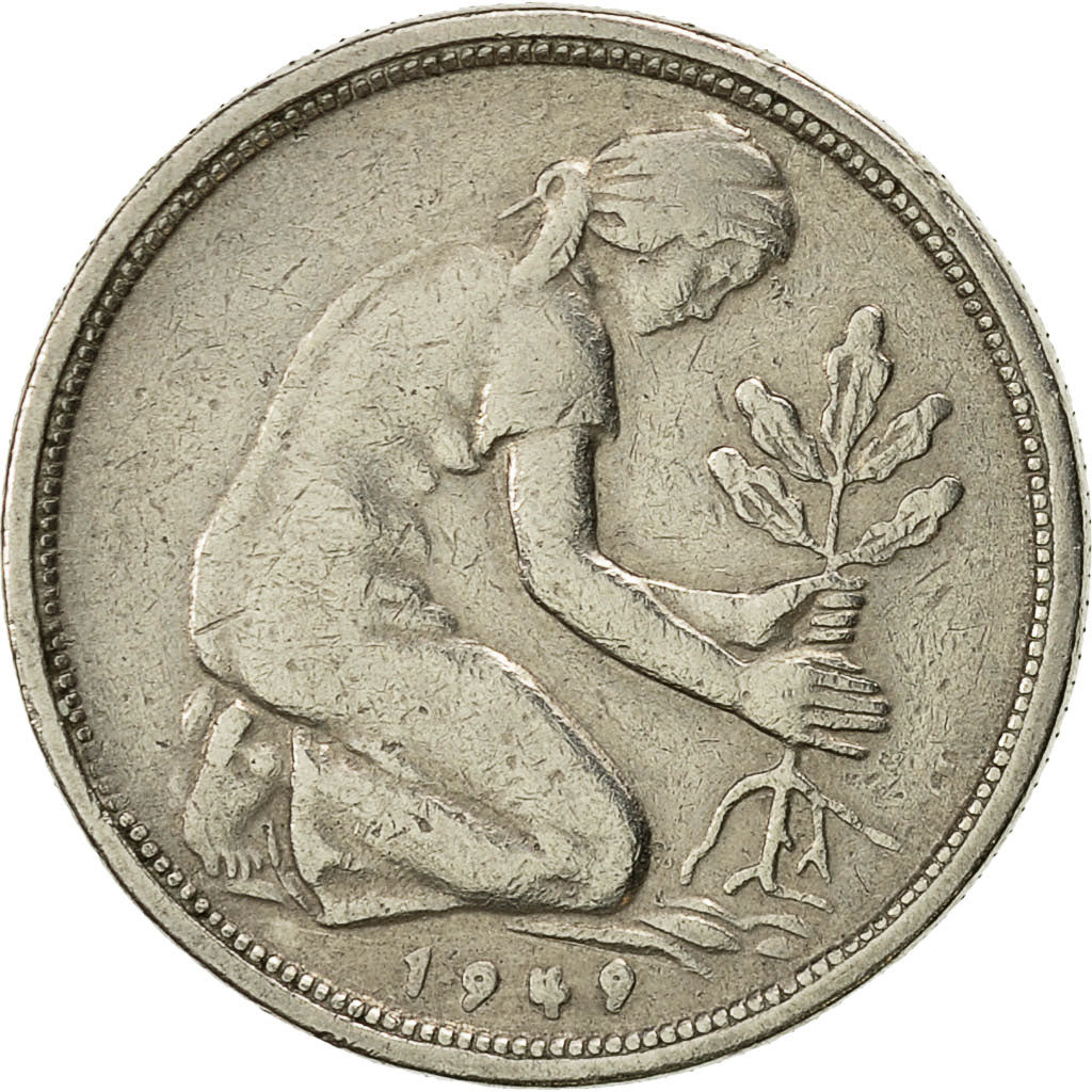 Coin, GERMANY - FEDERAL REPUBLIC, 50 Pfennig, 1949, Stuttgart, AU(50-53)