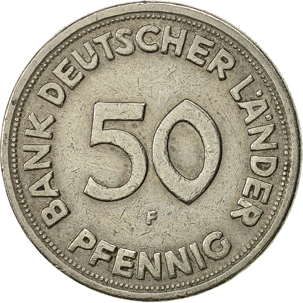 Coin, GERMANY - FEDERAL REPUBLIC, 50 Pfennig, 1949, Stuttgart, AU(50-53)