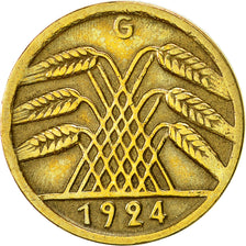 GERMANY, WEIMAR REPUBLIC, 5 Rentenpfennig, 1924, Karlsruhe, AU(50-53)
