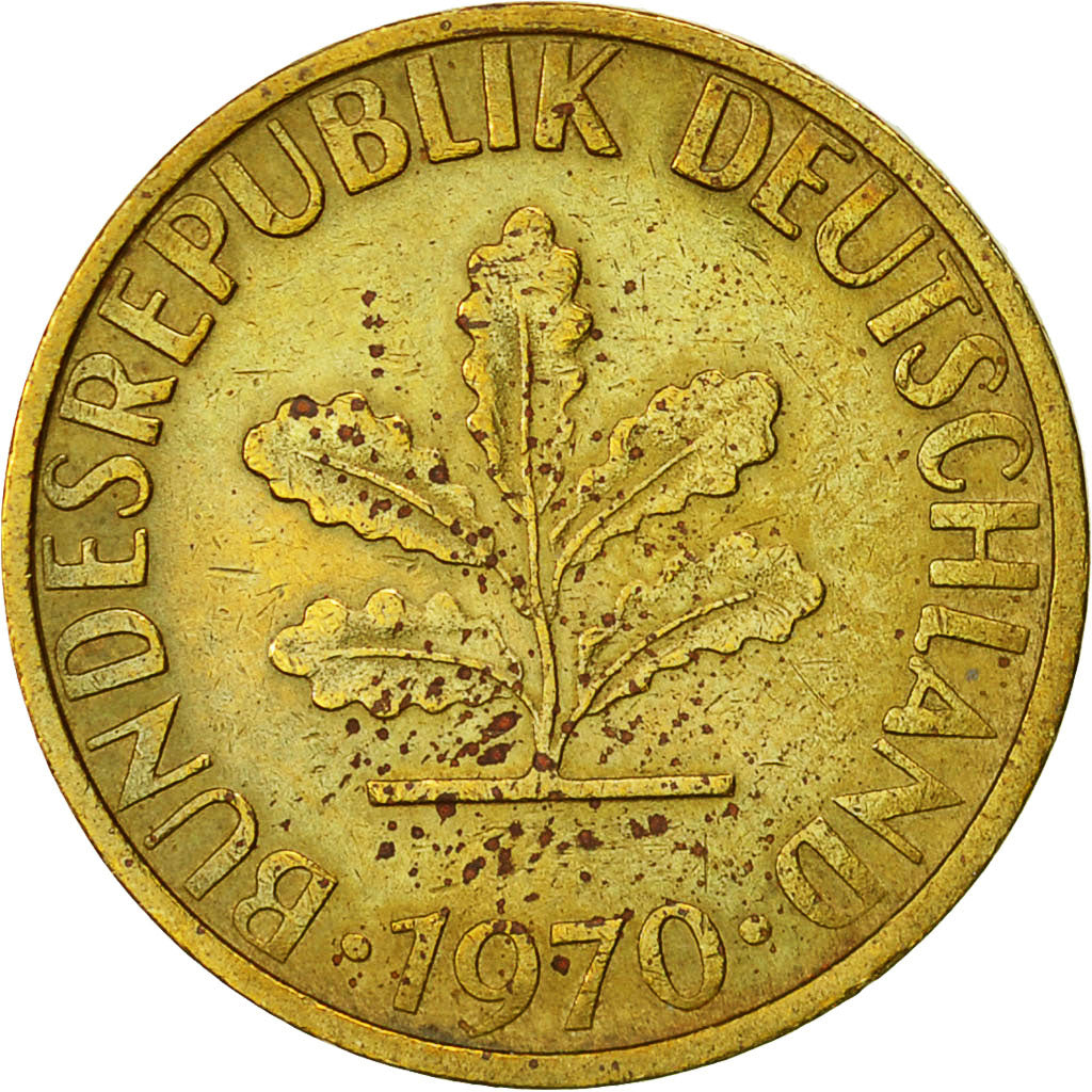 Monnaie, République fédérale allemande, 5 Pfennig, 1970, Stuttgart, TTB
