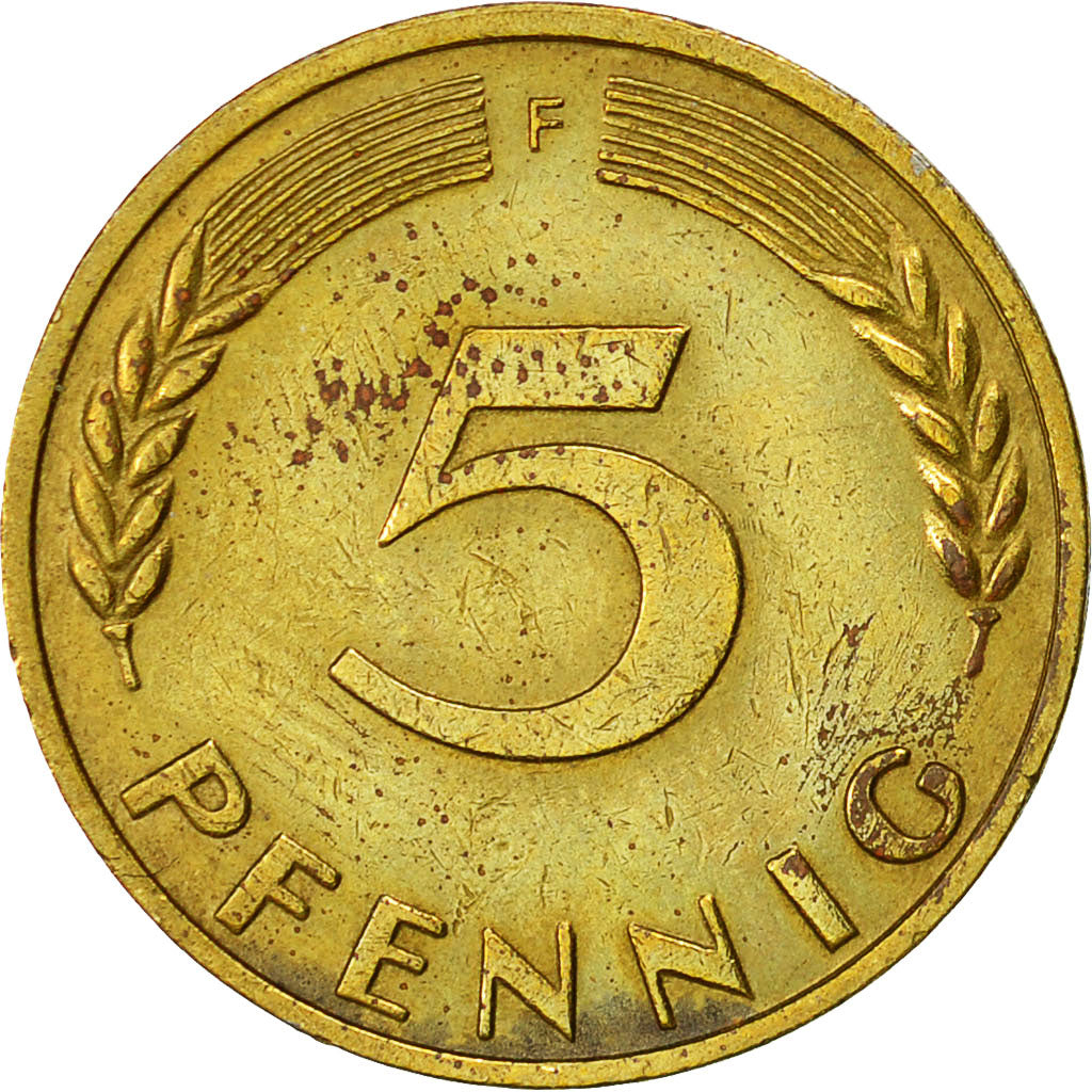 Monnaie, République fédérale allemande, 5 Pfennig, 1970, Stuttgart, TTB