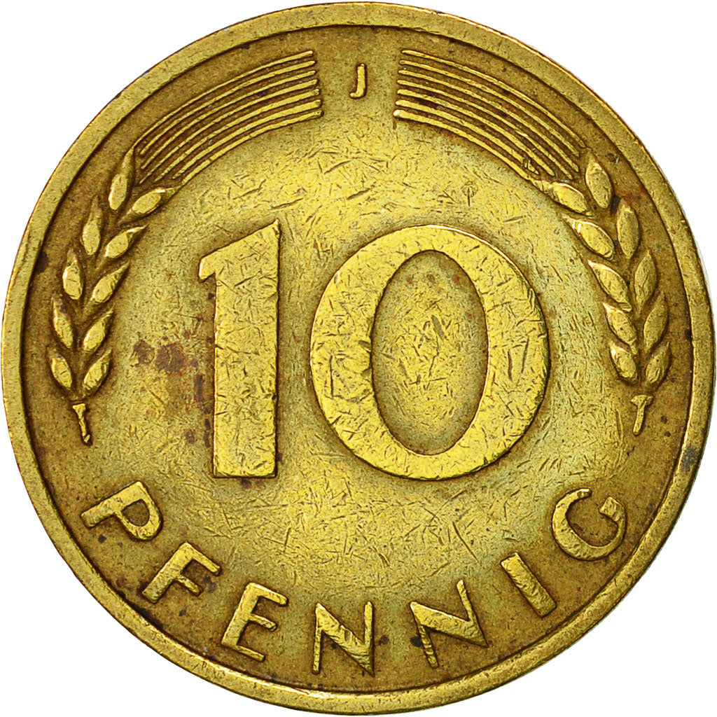 Münze, Bundesrepublik Deutschland, 10 Pfennig, 1950, Hambourg, SS, Brass Clad