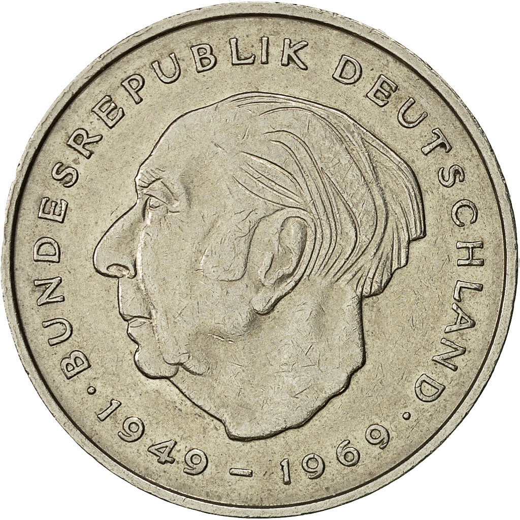 Moneda, ALEMANIA - REPÚBLICA FEDERAL, 2 Mark, 1973, Karlsruhe, MBC, Cobre -