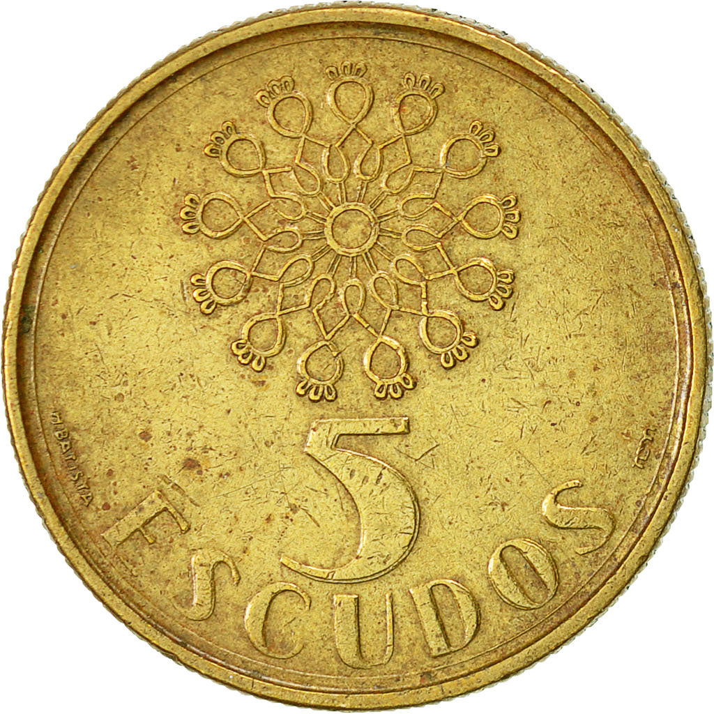 Münze, Portugal, 5 Escudos, 1990, S+, Nickel-brass, KM:632