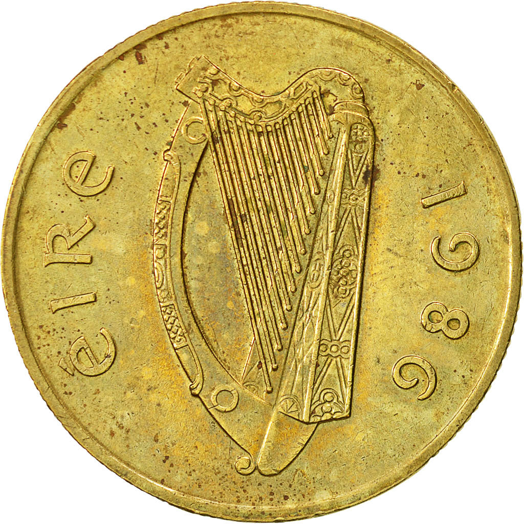 Moneda, REPÚBLICA DE IRLANDA, 20 Pence, 1986, MBC, Níquel - bronce, KM:25