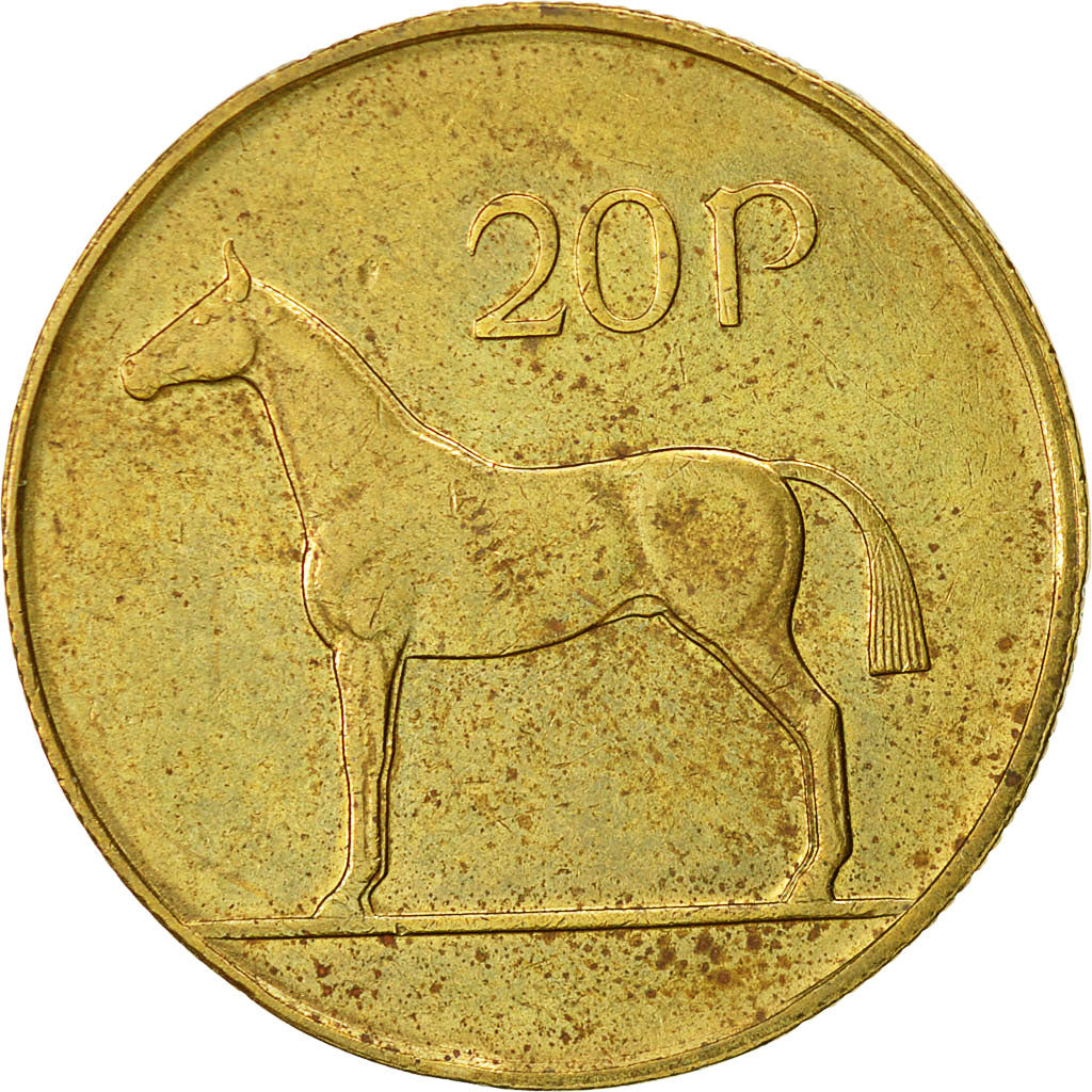 Moneda, REPÚBLICA DE IRLANDA, 20 Pence, 1986, MBC, Níquel - bronce, KM:25