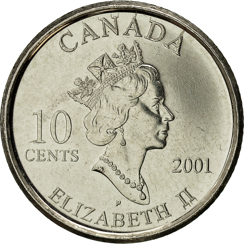 Coin, Canada, Elizabeth II, 10 Cents, 2001, Royal Canadian Mint, Ottawa