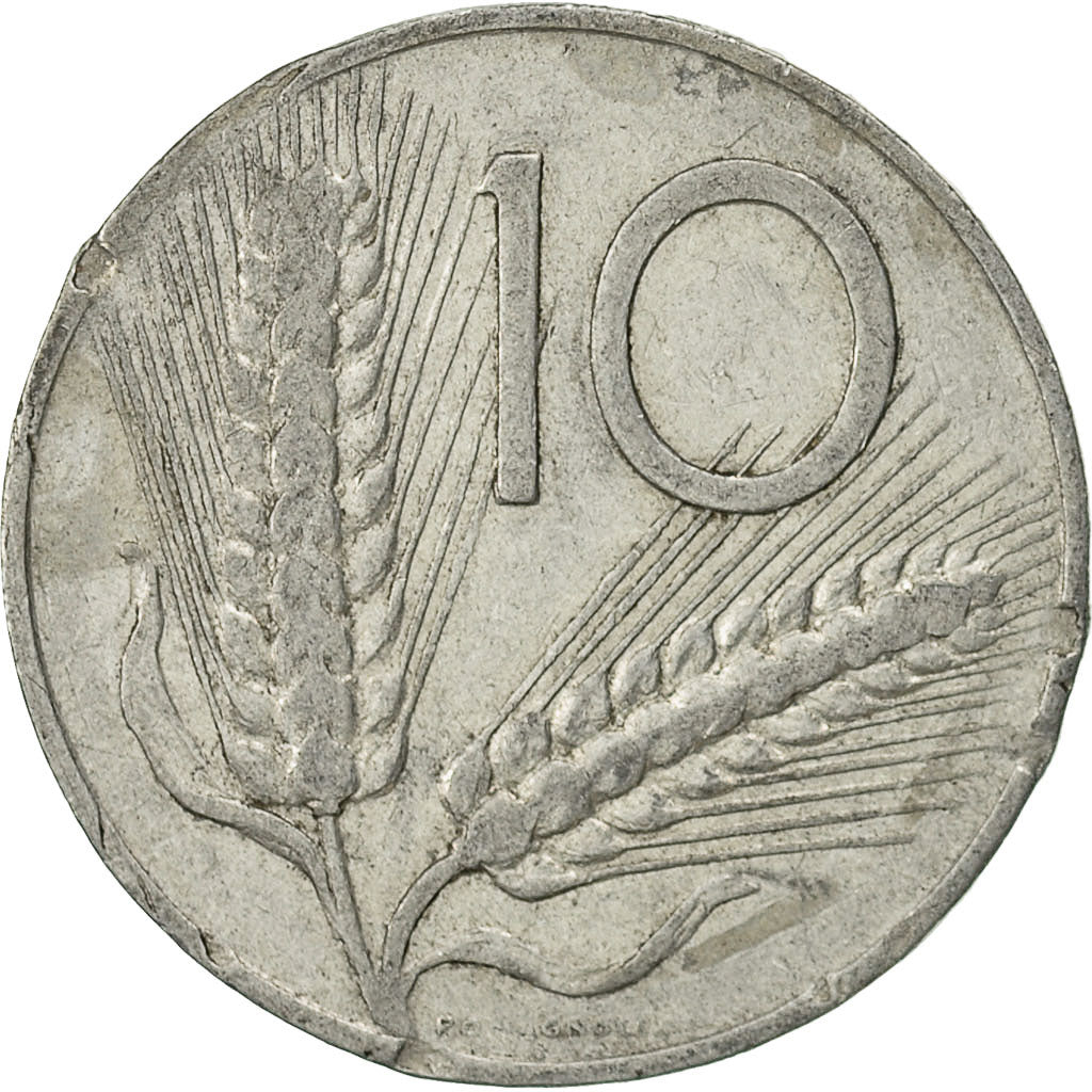Coin, Italy, 10 Lire, 1955, Rome, VF(30-35), Aluminum, KM:93