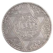 Marocco, 10 Dirhams, 1902, London, BB+, Argento