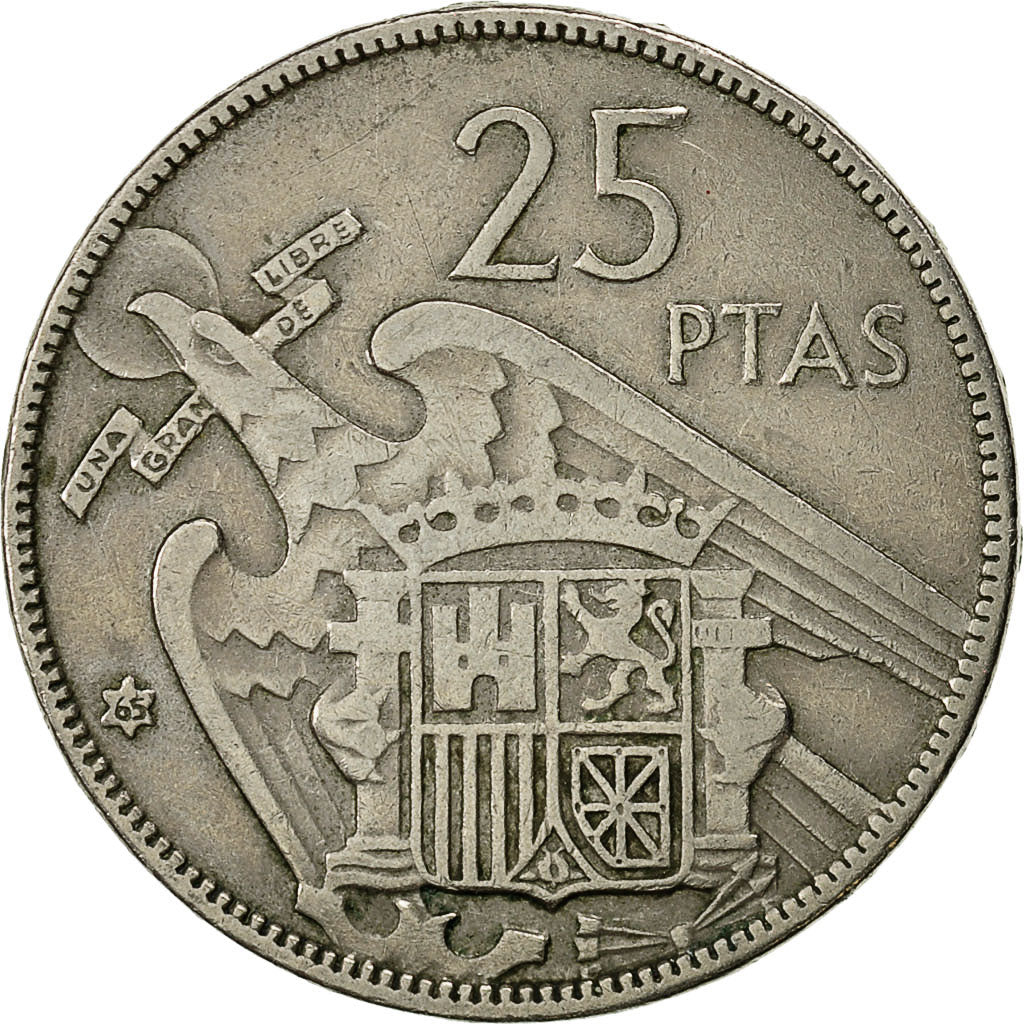 Munten, Spanje, Caudillo and regent, 25 Pesetas, 1965, ZF, Copper-nickel, KM:787