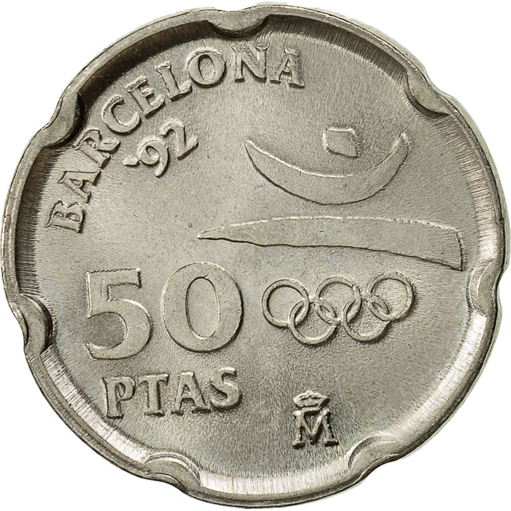 Coin, Spain, Juan Carlos I, 50 Pesetas, 1992, Madrid, AU(50-53), Copper-nickel