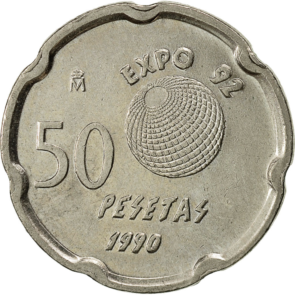 Moneta, Spagna, Juan Carlos I, 50 Pesetas, 1990, Madrid, BB+, Rame-nichel