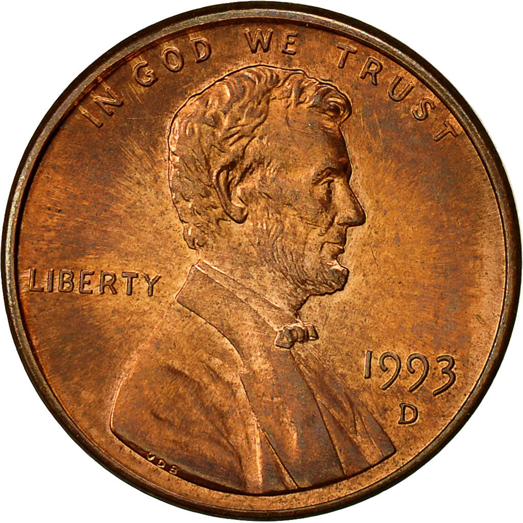 Coin, United States, Lincoln Cent, Cent, 1993, U.S. Mint, Denver, EF(40-45)