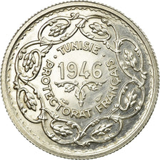 Tunisië, Muhammad al-Amin Bey, 10 Francs, AH 1366/1946, Paris, Zilver, PR+