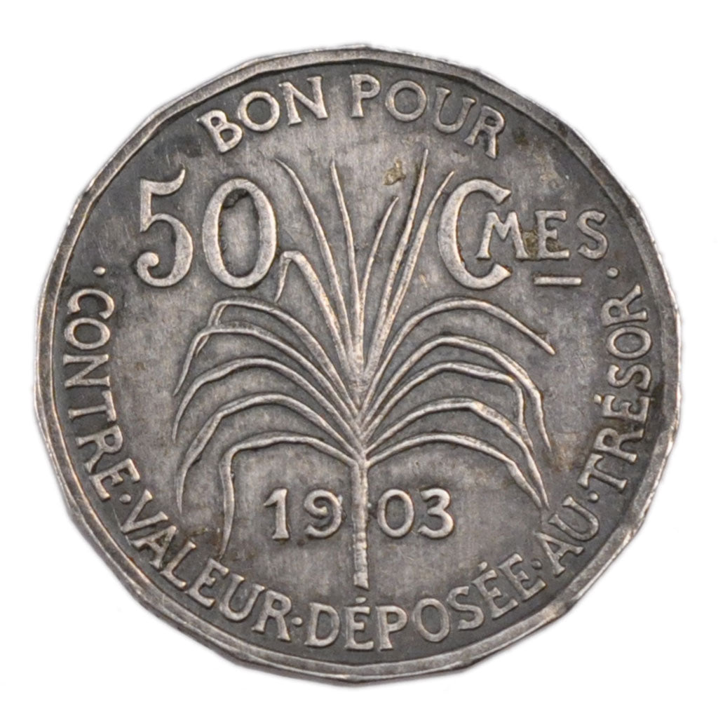Guadeloupe, 50 Centimes, 1903, MS(60-62), Silver, 4.00